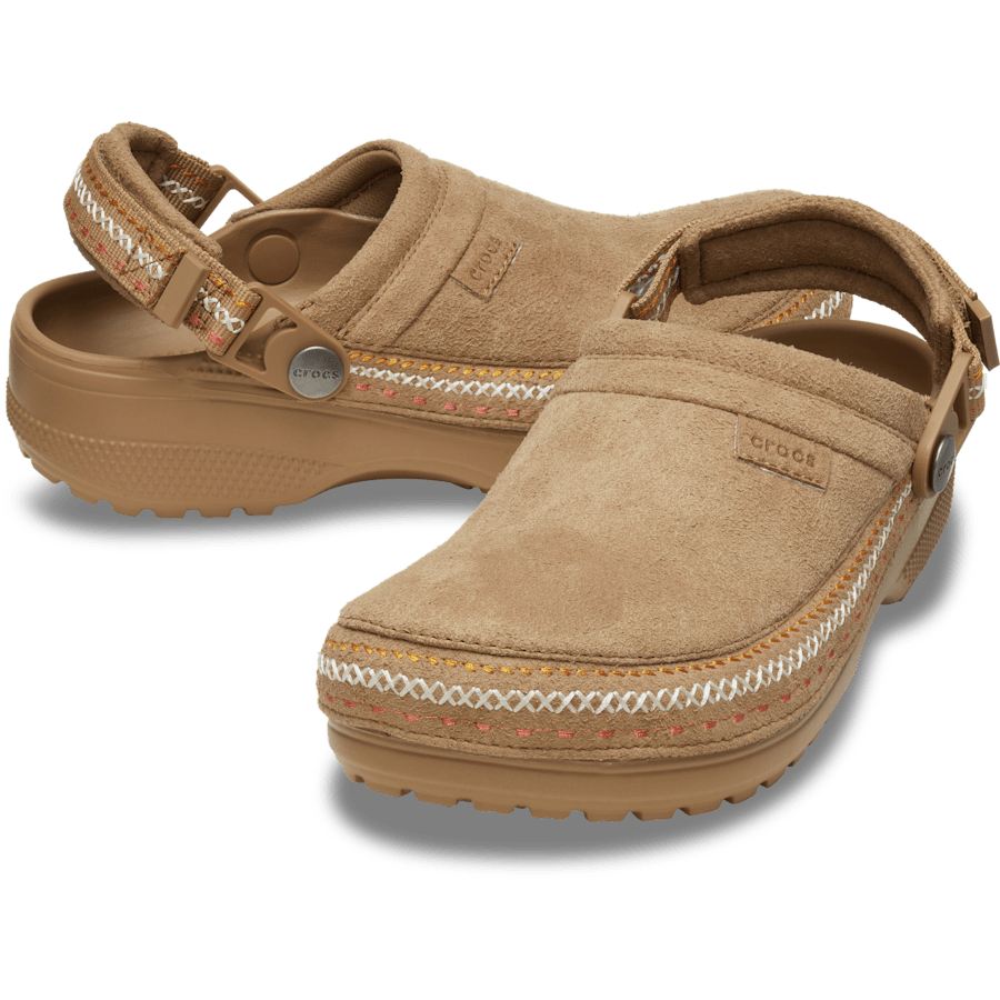 Crocs Style Adult Crafted Vegan Suede Clogs with Stitch Accent